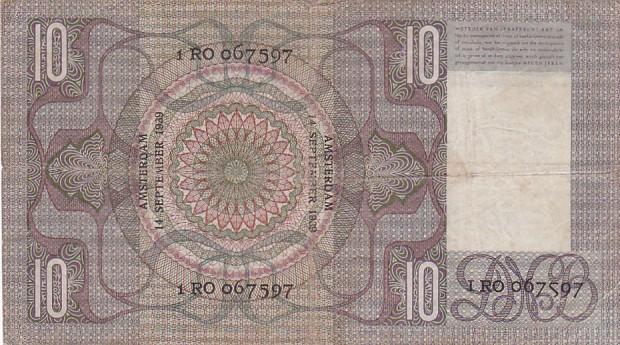 Biljet 10 Gulden 1939 Grijsaard  Bieden