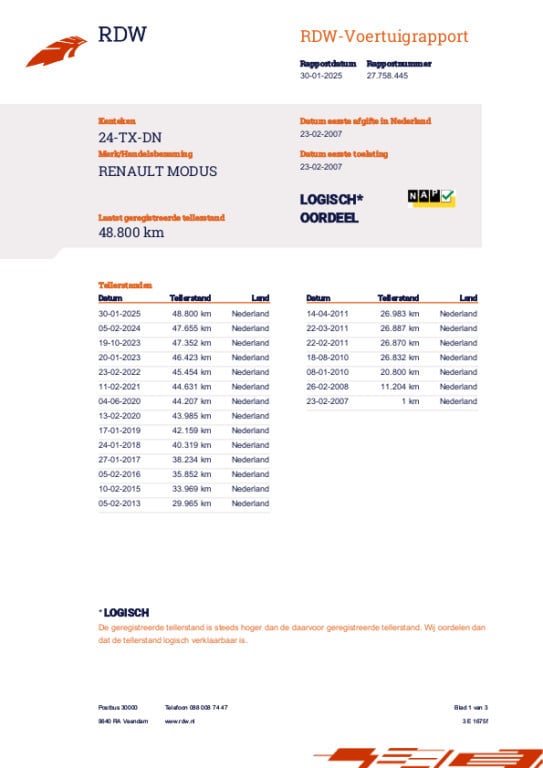 Renault Modus 1.6-16v initiale nl auto, 2e eigenaar, nap, pdc v+a, trekhaak