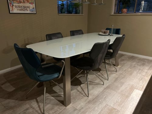 Eettafel glas+rvs