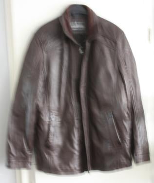 Bruine leren jas heren maat 54