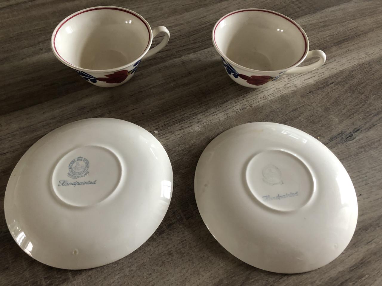 2 vintage boerenbont kop en schotels