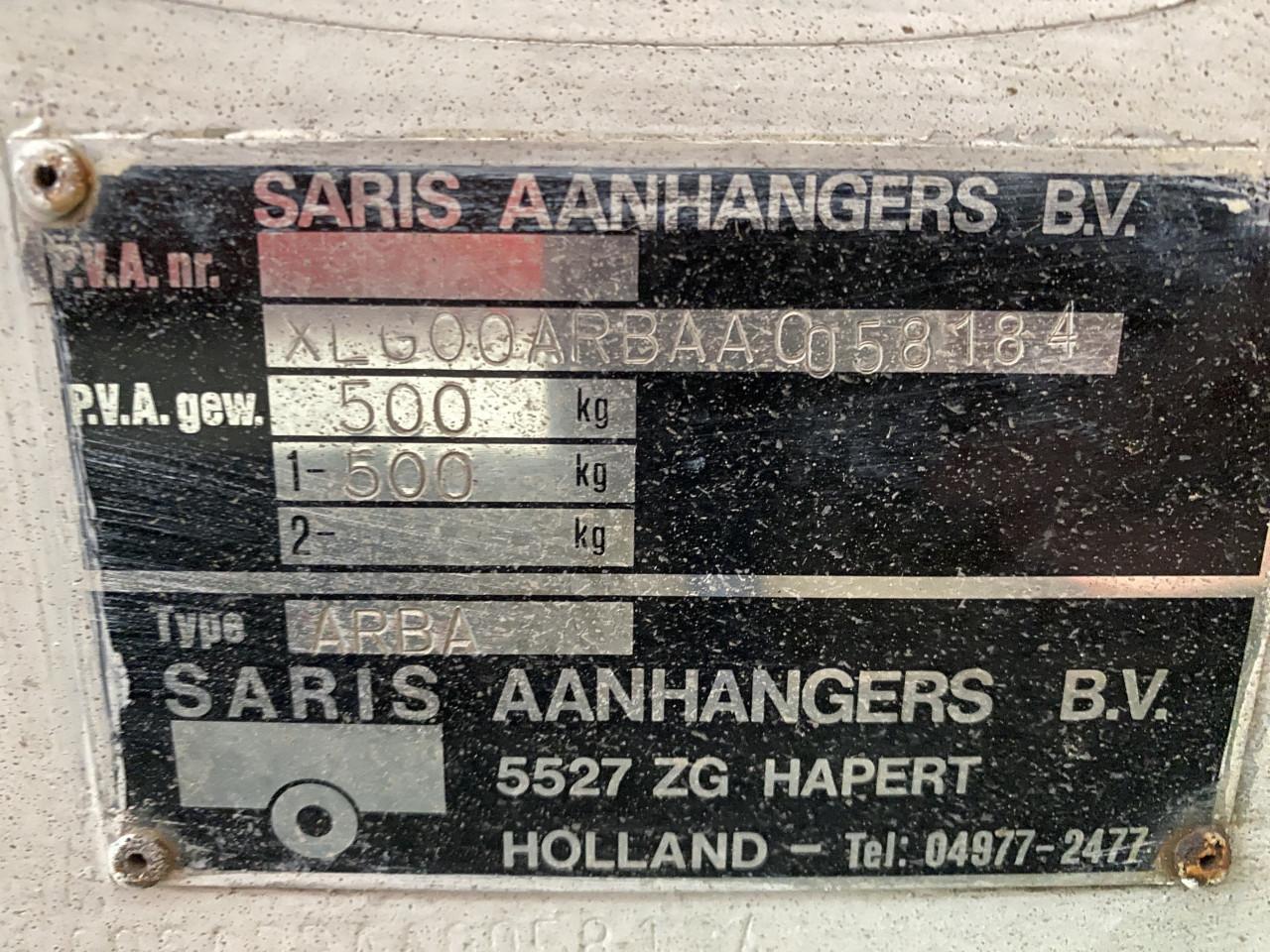 Saris Arba aanhanger 500 kg | Enkelasser | Nette staat