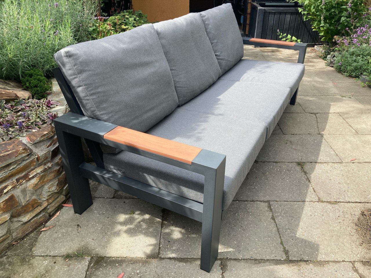 Terras Tuin Bank Kwaliteit Antraciet Grijs Teak