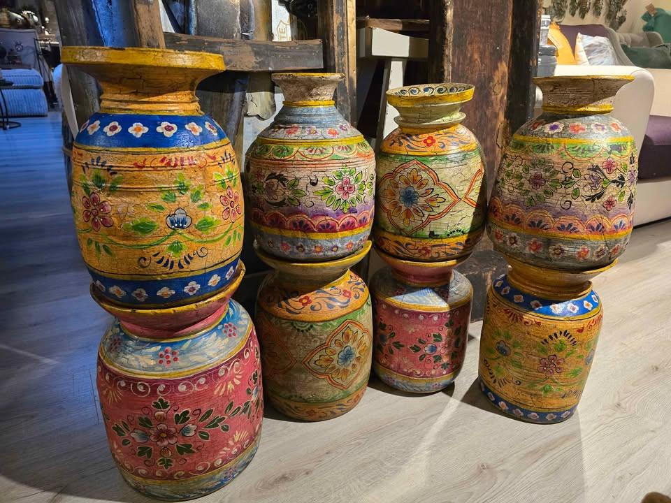 SCHITTERENDE BESCHILDERDE NEPALESE POTTEN ELKE POT ANDERS PRIJS V.A €69,-