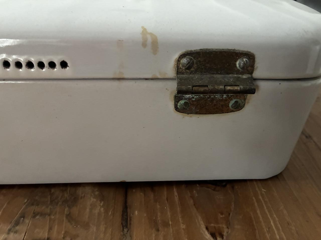 Antieke Emaille broodtrommel wit