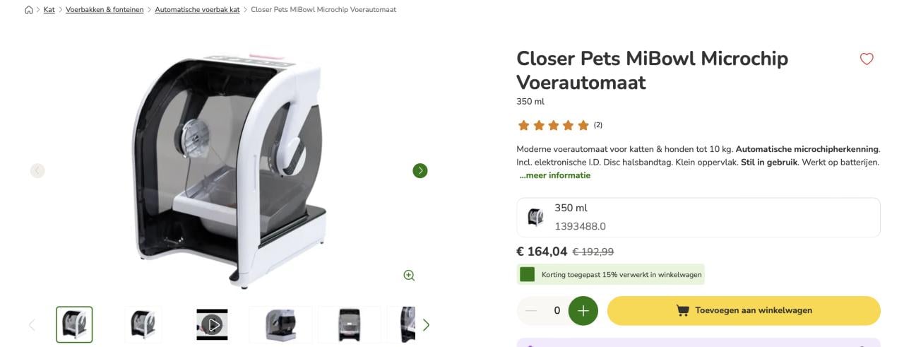 Voerautomaat voor katten