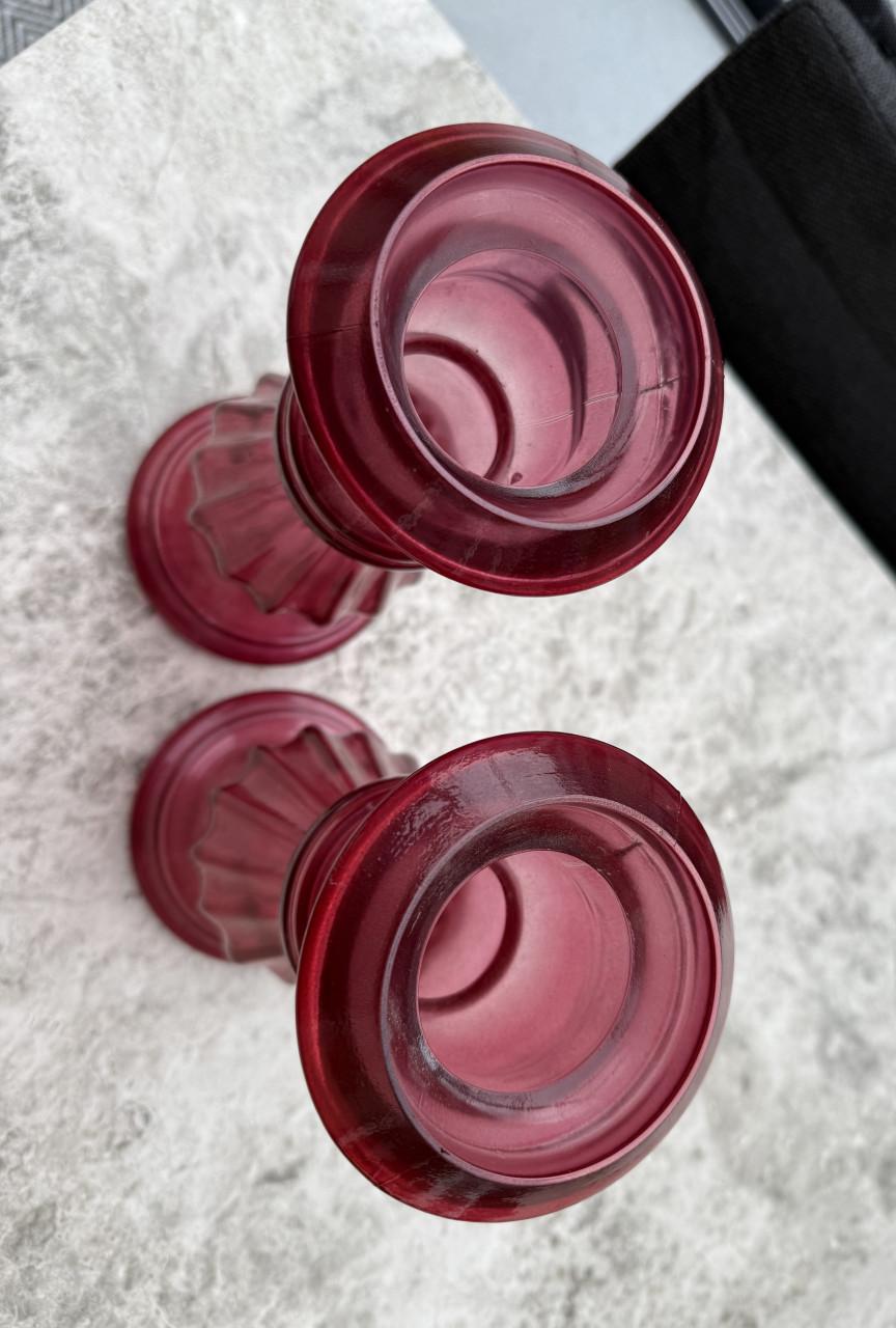 2 hele mooi glazen kandelaars/kaarsenstandaard. 32 cm