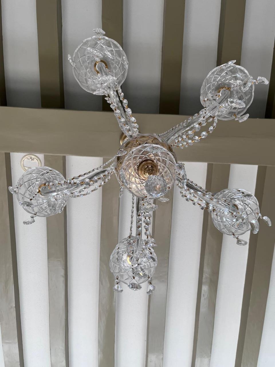 2 xCrystal Chandeliers 5 lamp & 4 lamp - will sell together or seperately