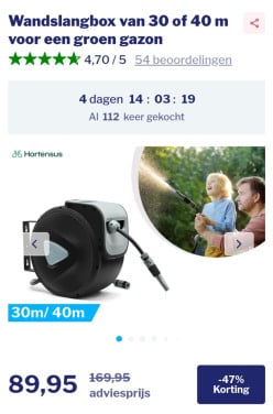 Tuinslang haspel 30m.