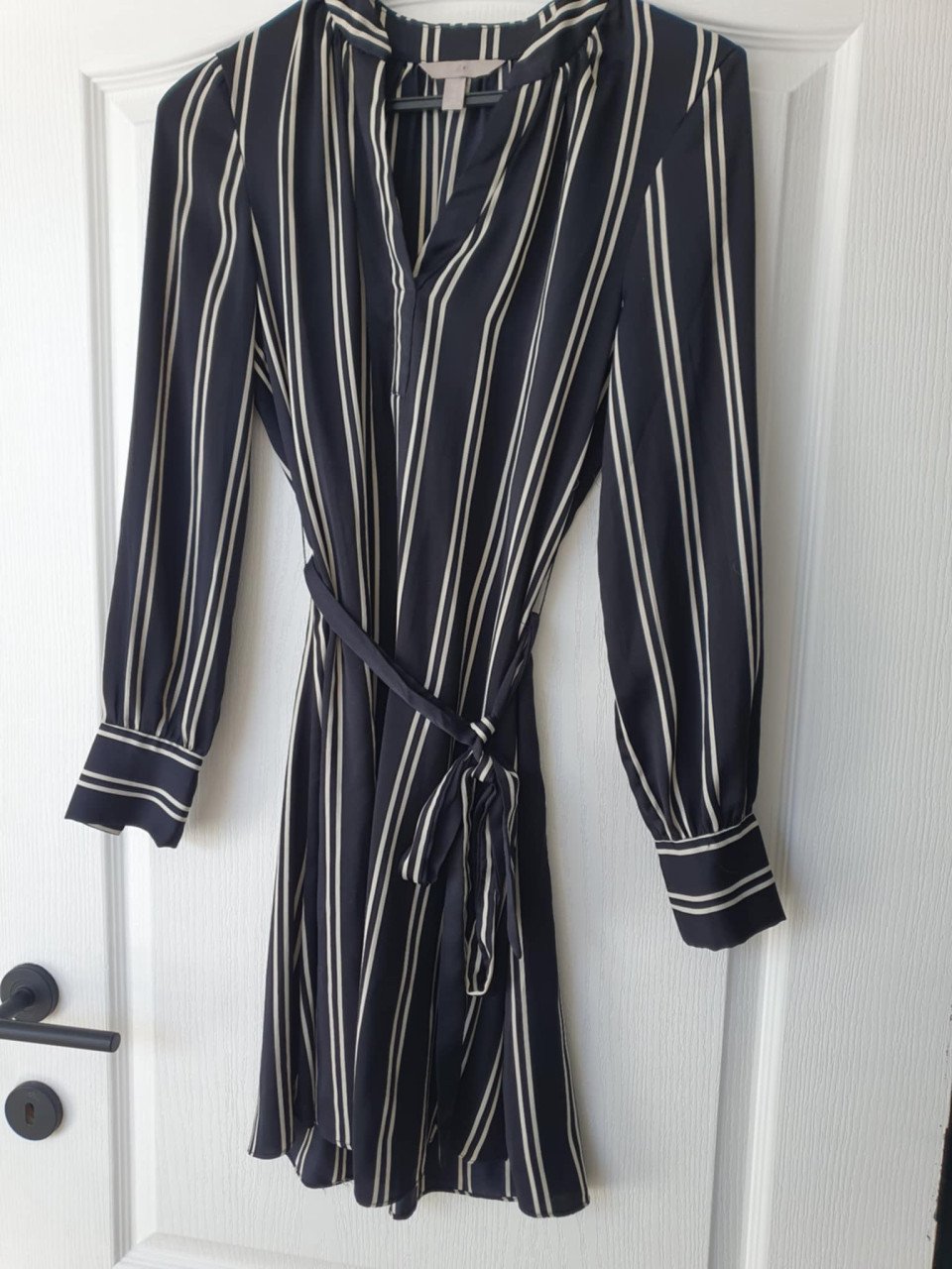 Donkerblauw met wit gestreept jurkje maat xs