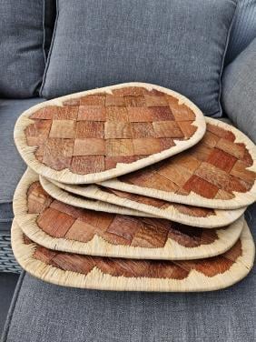 Set van 6 handgemaakte placemats van natuurlijke materialen