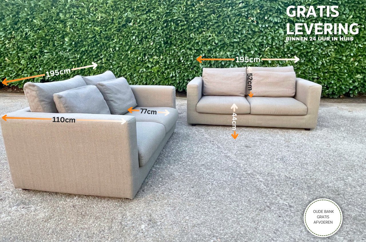 GRATIS LEVERING HEEL NL Taupe VIP 2x 2,5zits Stoffen Bankstel
