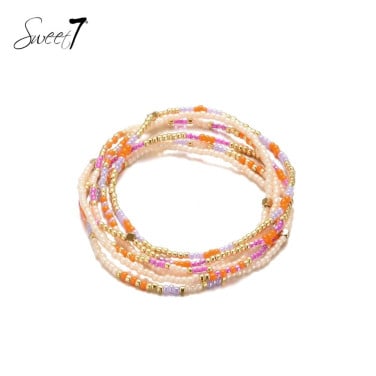 Gekleurde armband met glas kralen en meerdere strengen