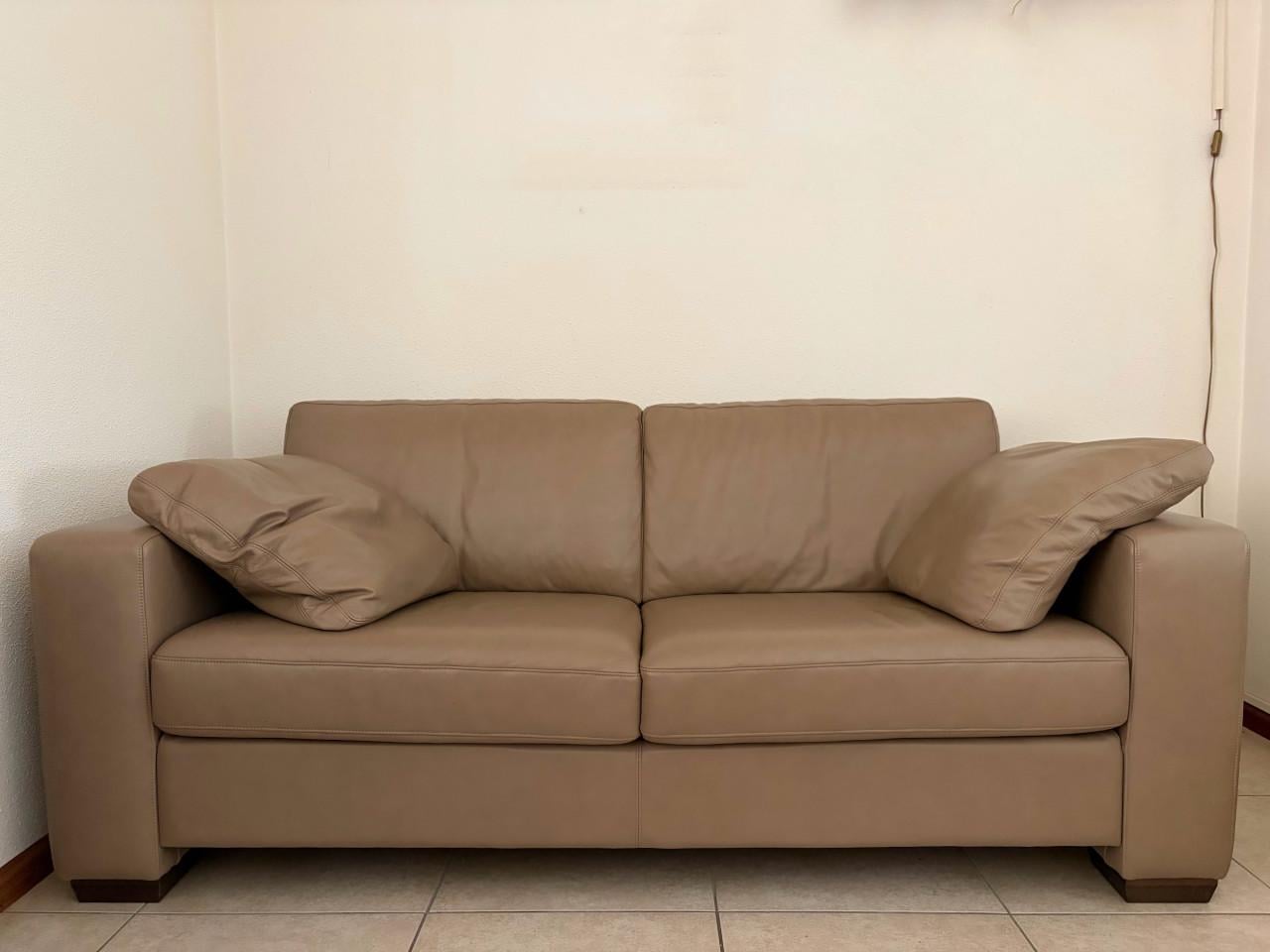 Leren bank (tweezits taupe)