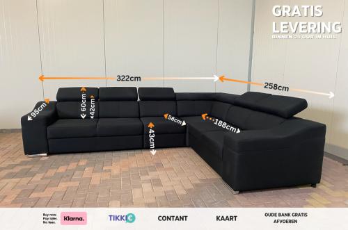 GRATIS LEVERING HEEL NEDERLAND Moderne Zwarte Stoffen Hoekbank