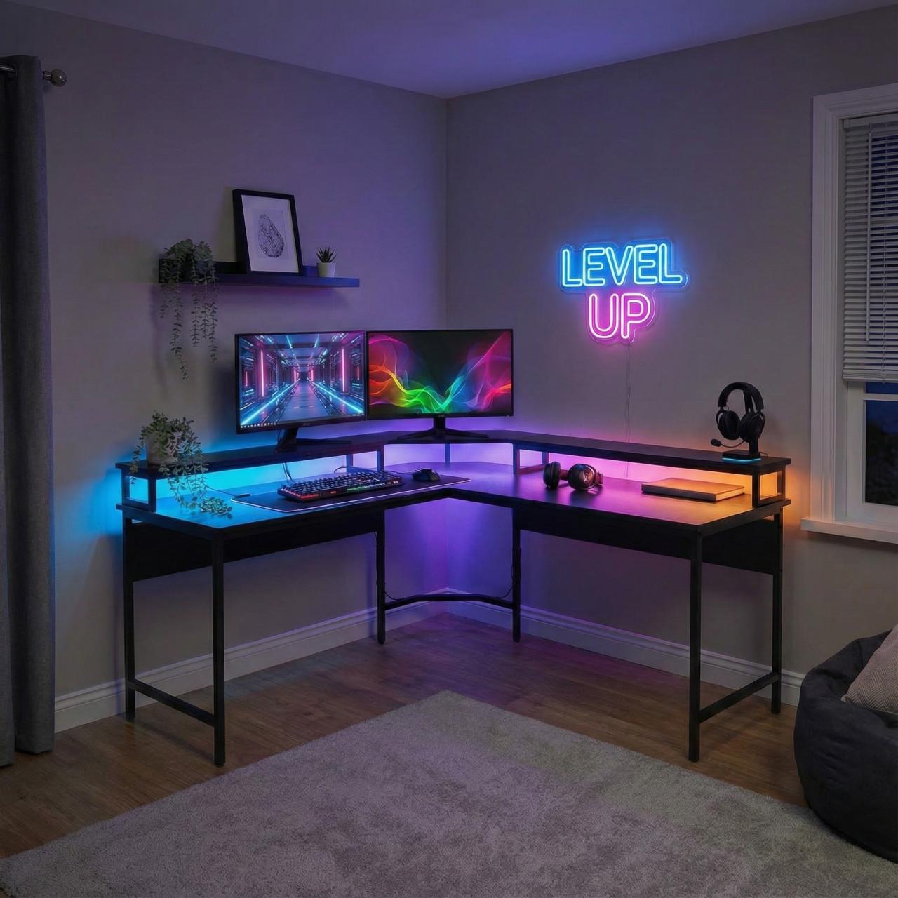 Hoekbureau met led verlichting