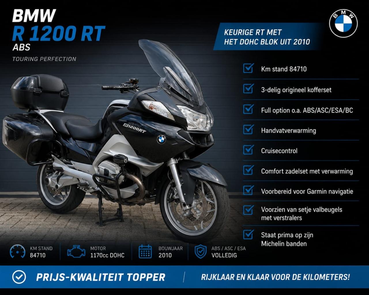 ***VERKOCHT*** BMW R1200RT uit 2010, 84dkm, full-option!  rijklaar €5850.-