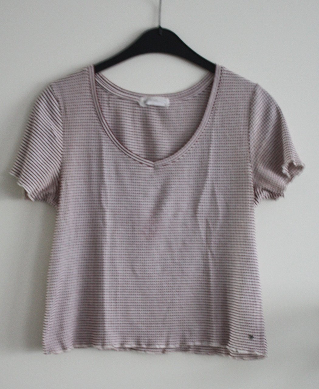 Croptop wit donkerrood bruin gestreept maat s-m