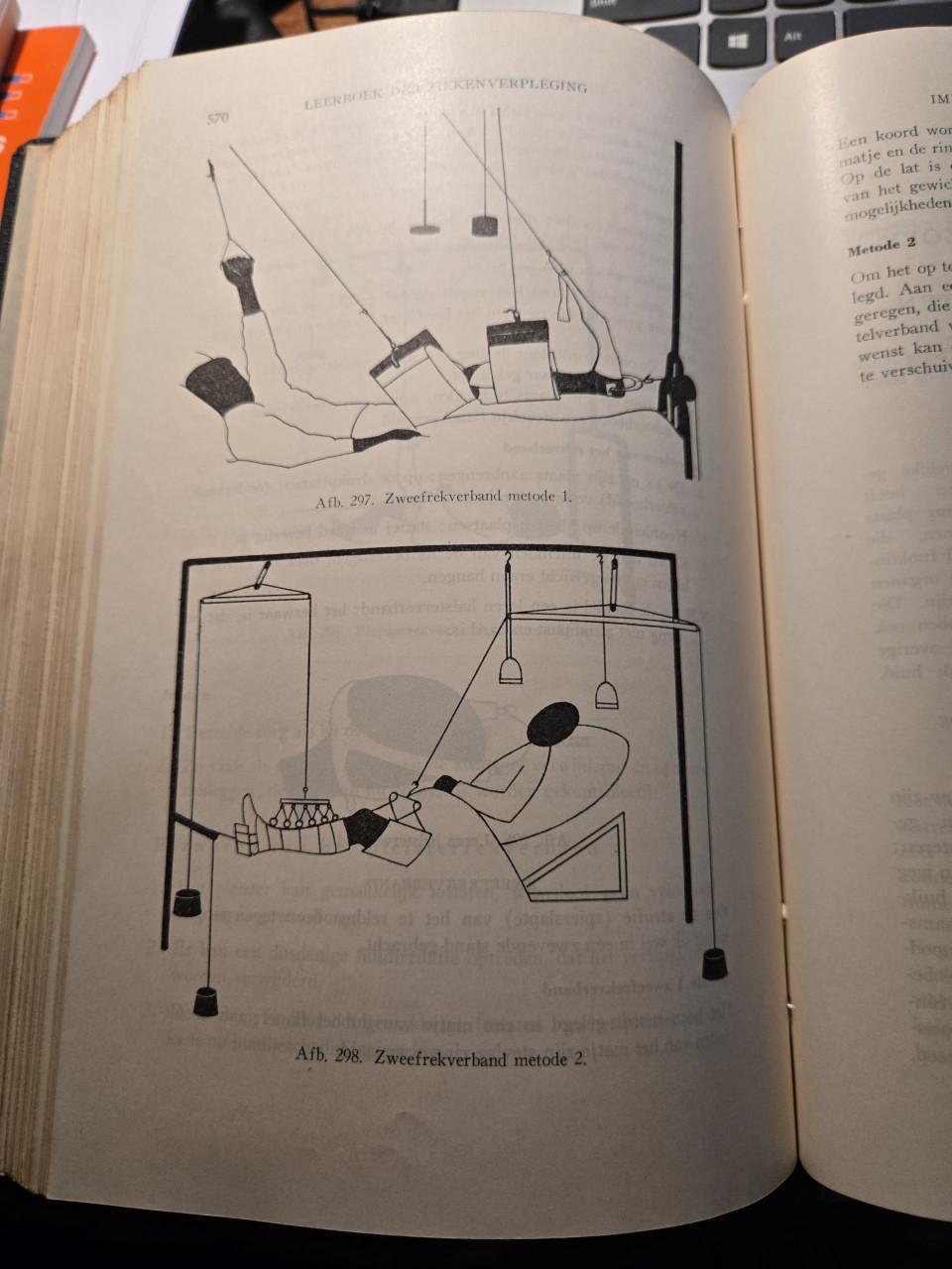 Prachtig oud leerboek voor ziekenverpleging,  een echt verzamelobject.