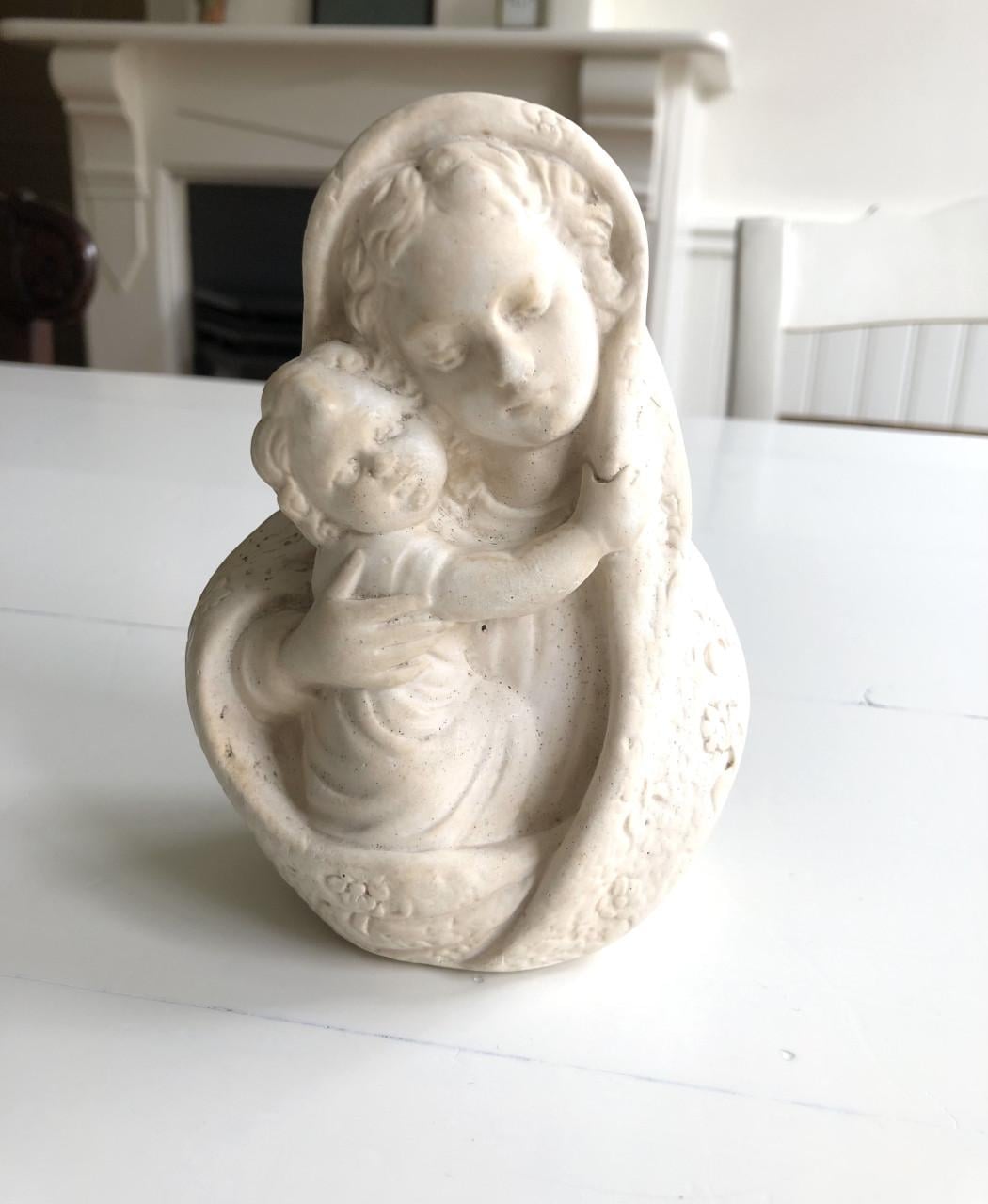 Lief brocante heilig Maria beeldje van gips