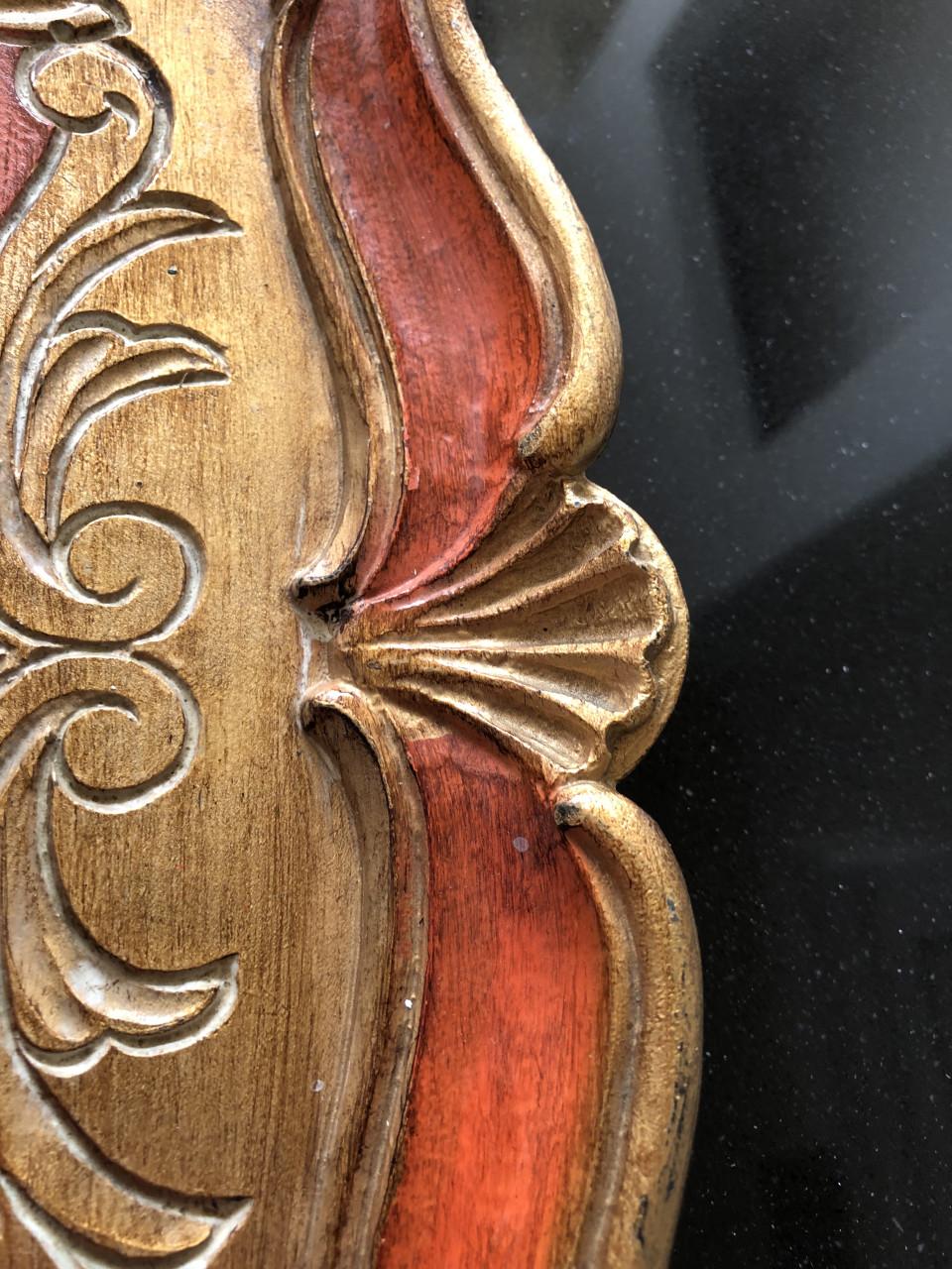 Mooi brocante Florentijns houten dienblad