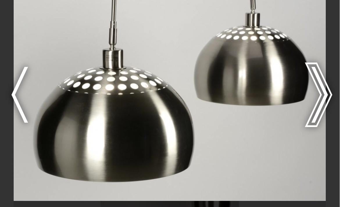 Rietveldlamp geschuurd staal plafond lamp met twee globes