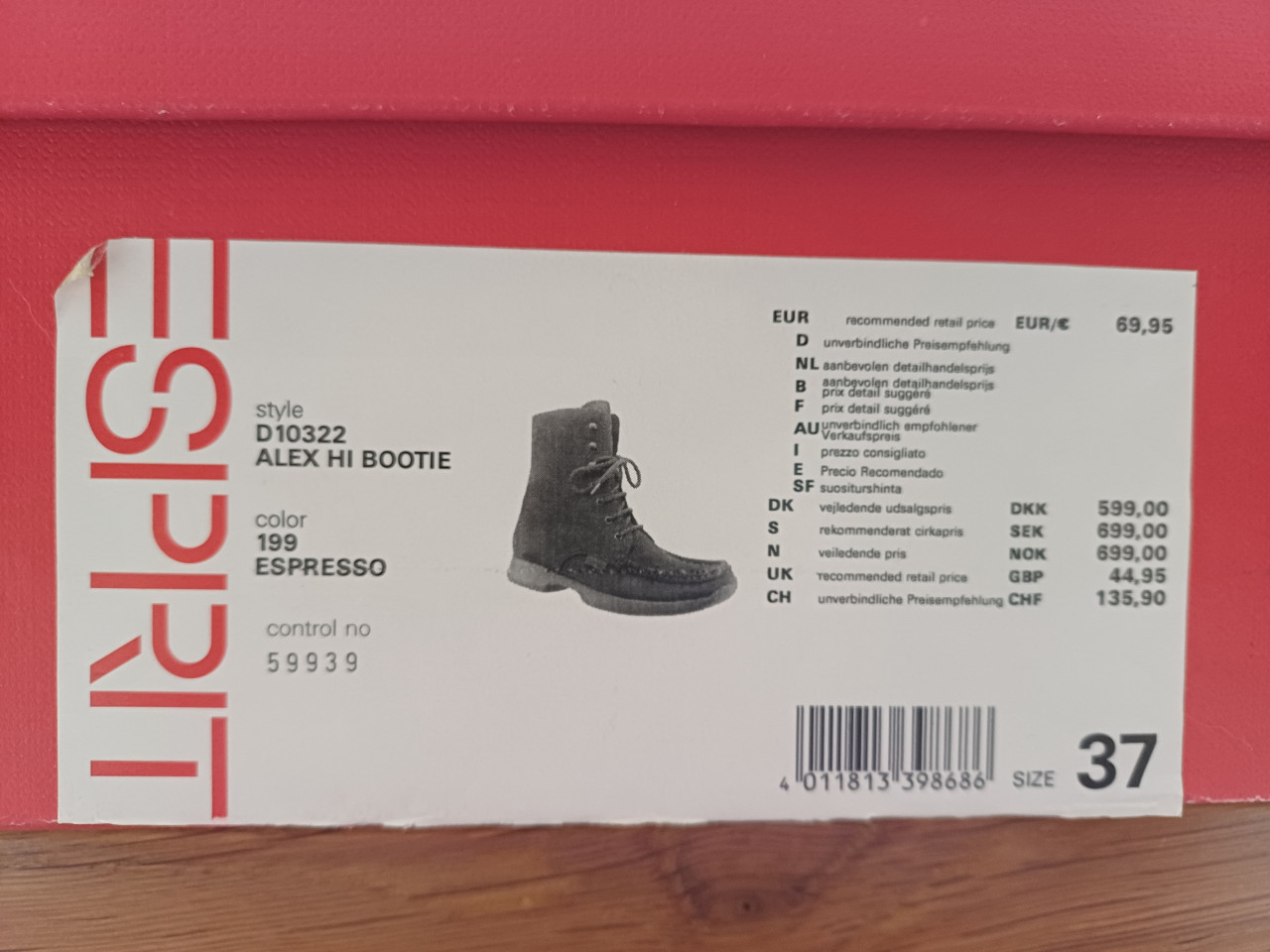 SALE: Mooie ESPRIT HALFHOGE LAARSJES (37): Espresso bruin !!