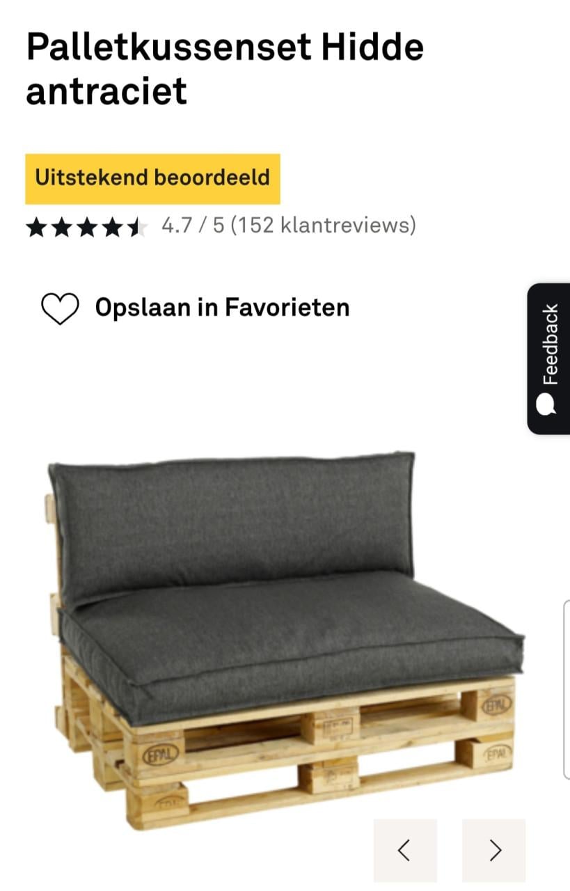 Palletkussens Hidde Antraciet
