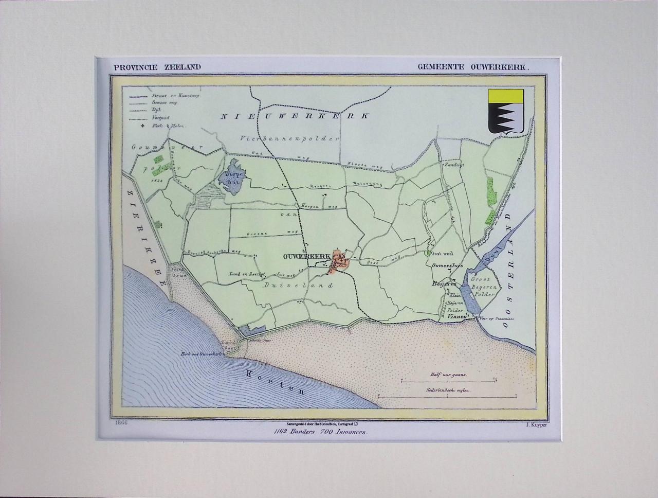 Historische Gemeentekaartjes Schouwen-Duieland van J. Kuyper
