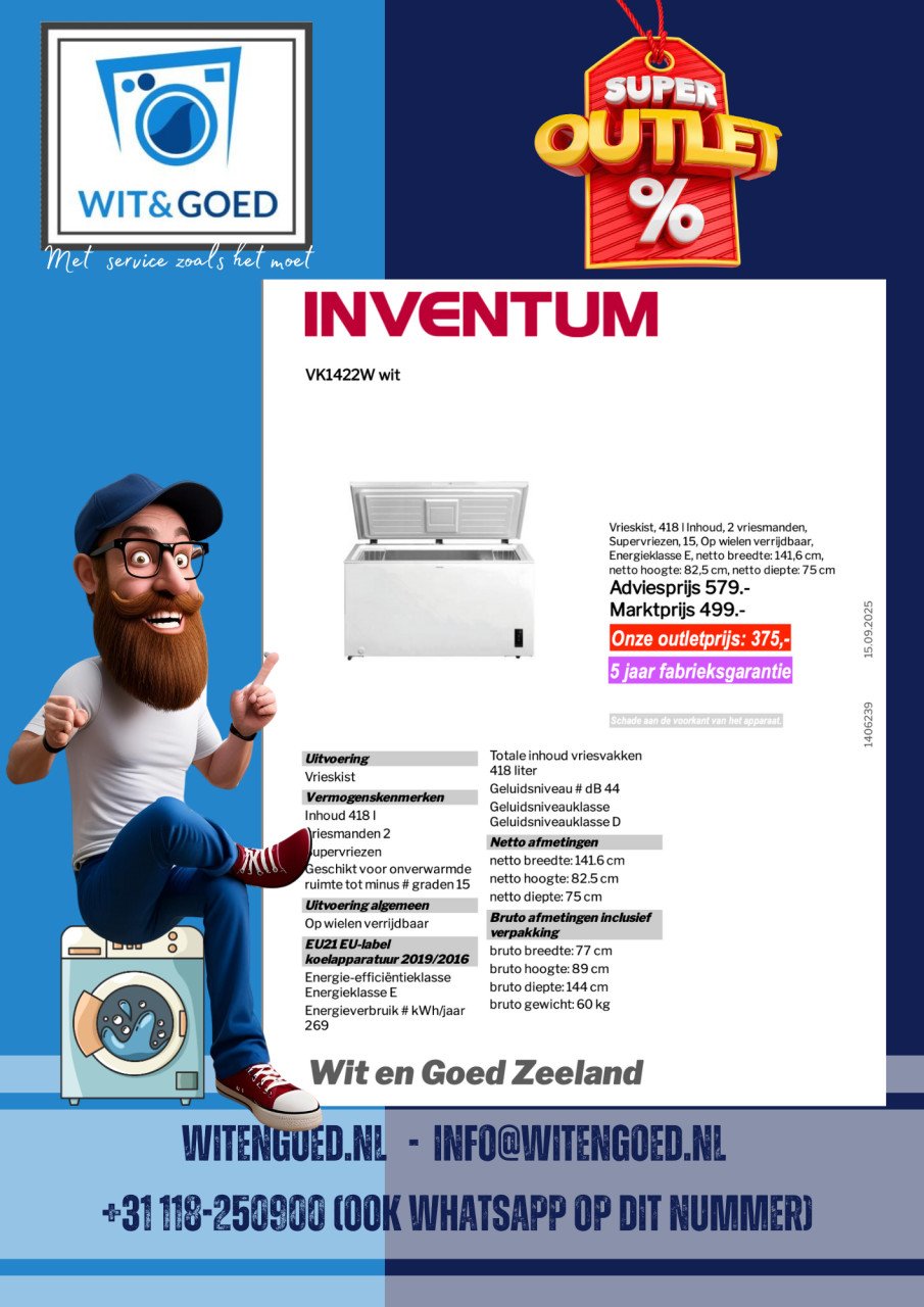 Inventum vrieskast cq ijsbad 5 jaar garantie!(outlet/nieuw)