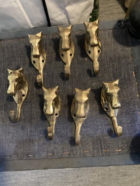 Koperen haak paardenhoofd 7 stuks