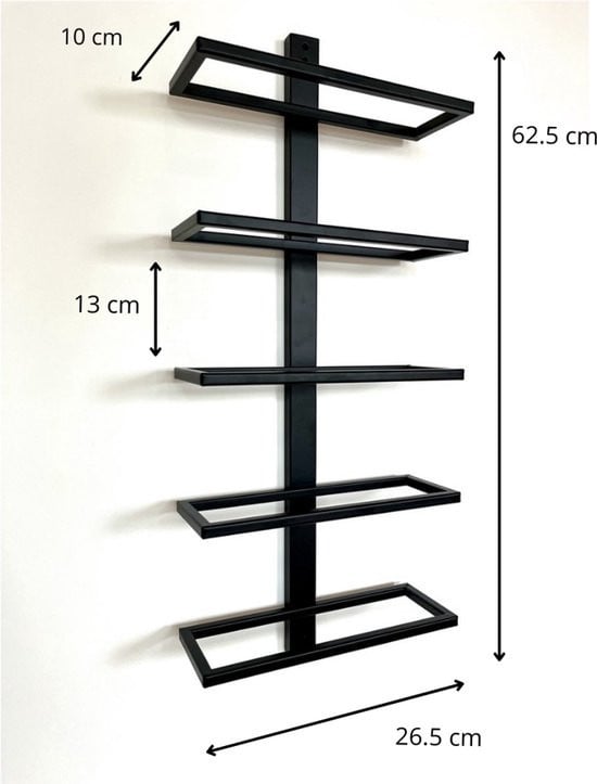 Wijnrek voor aan de wand, voor 5 flessen