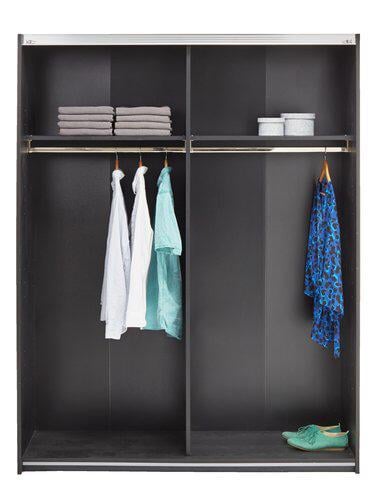 2 Schuifdeurkasten met spiegeldeur zwart