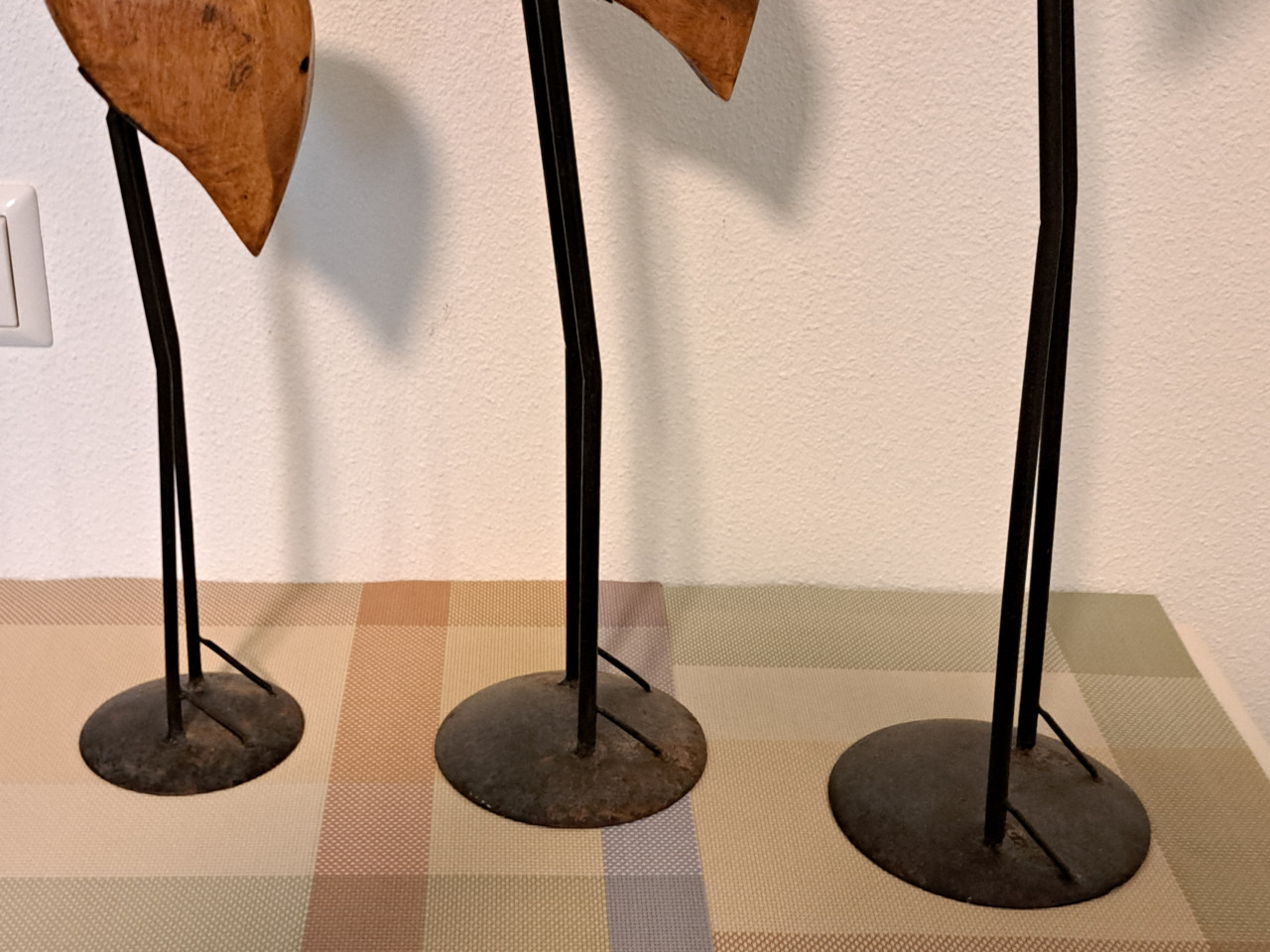 Set van 3 mooie decoratieve reigers metaal/hout