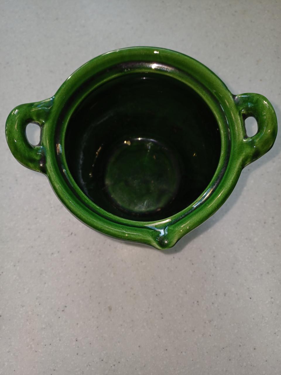 Groene vaas, potje en klein vaasje