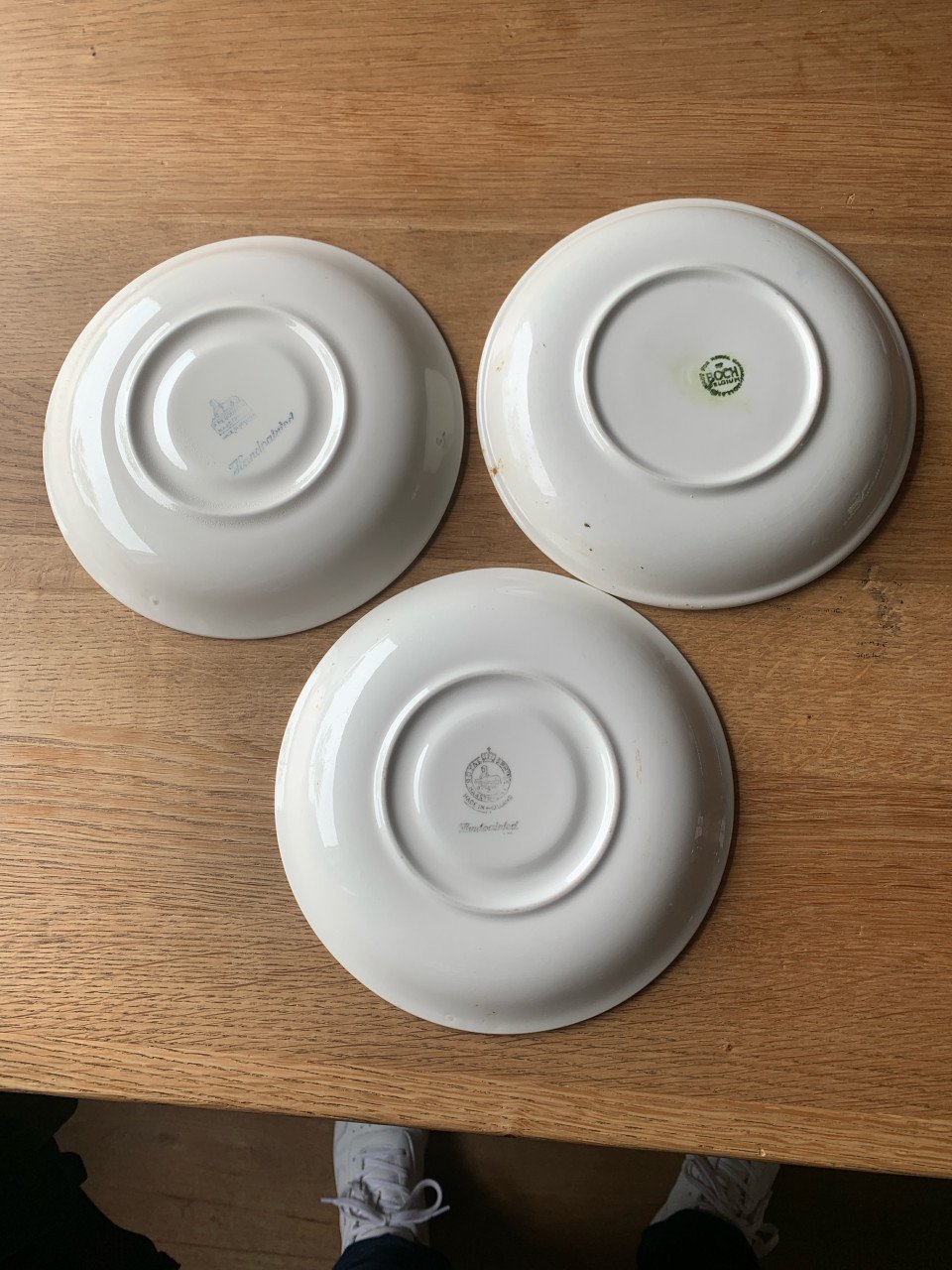 Schotels voor soepkommen boerenbont, 3 stuks.
