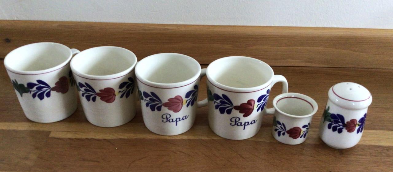 Mokken,zoutvaatje, eierdopje.