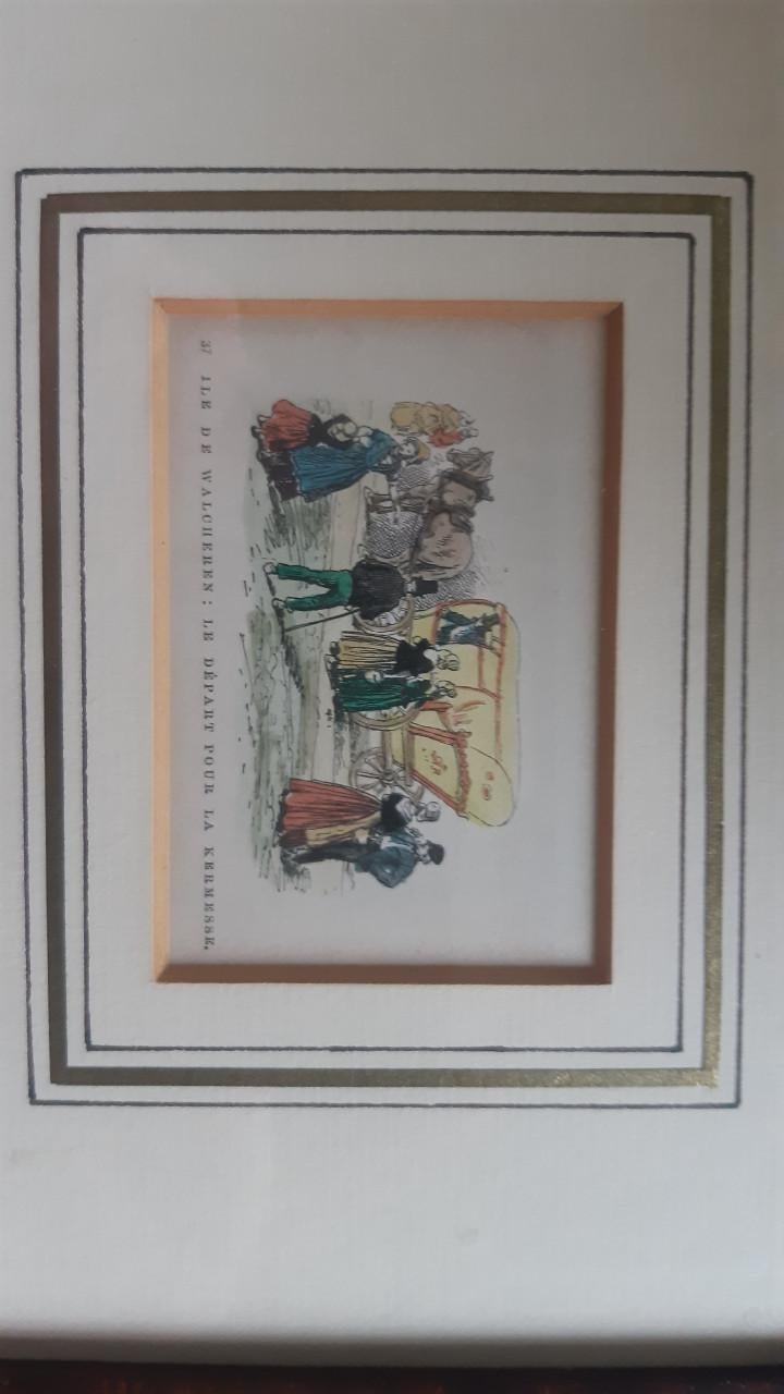 Zeeland Walcheren klederdracht kermis: Ingekleurde houtgravure 1881