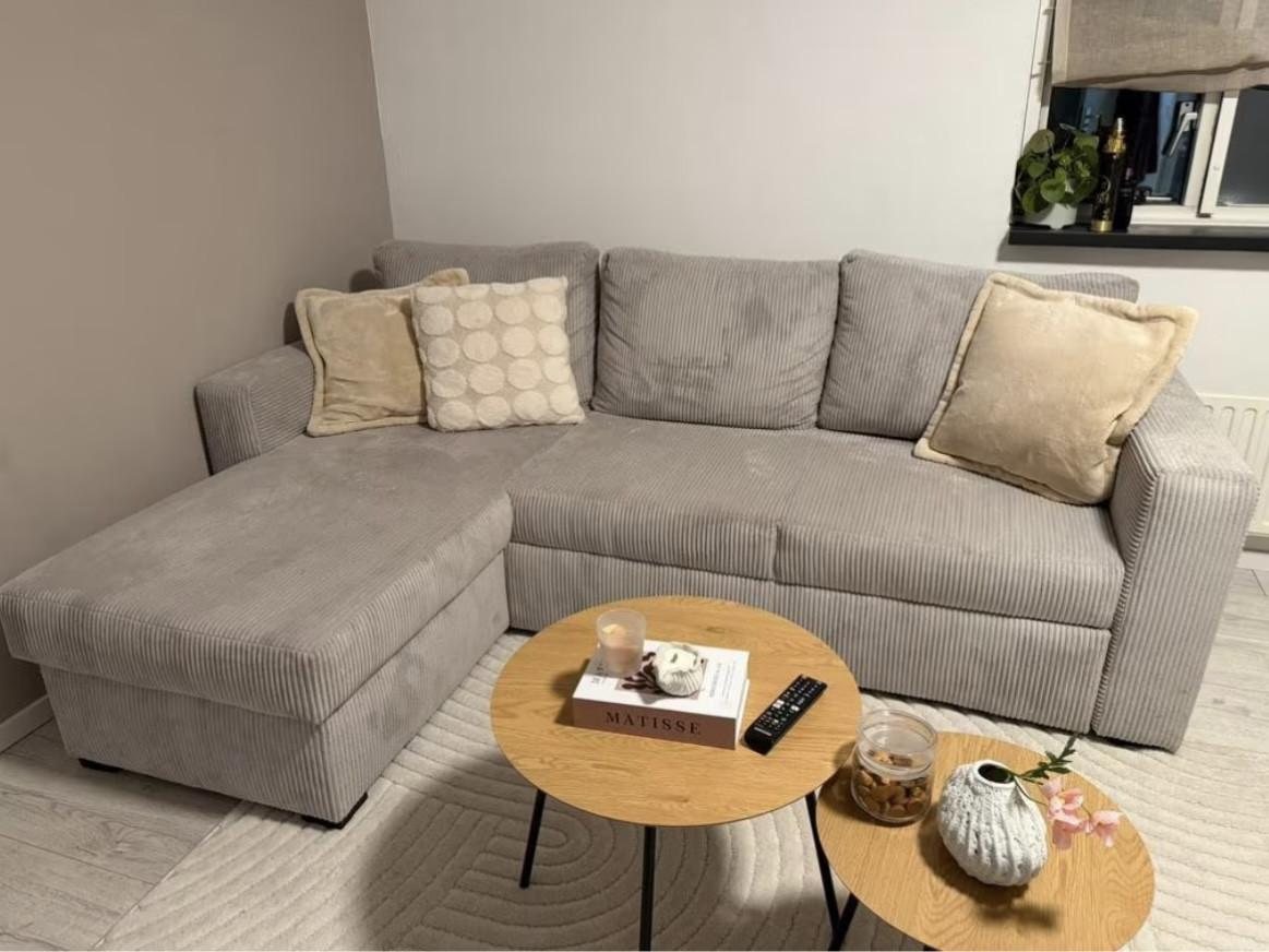 Hoekbank Ribstof zo goed als nieuw met garantie