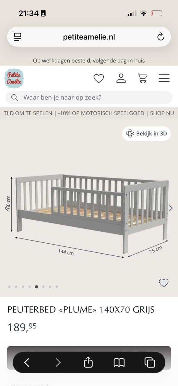 Peuterbed / meegroeibed petite amelie