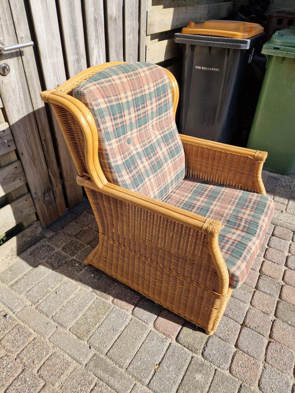 Retro rieten fauteuil