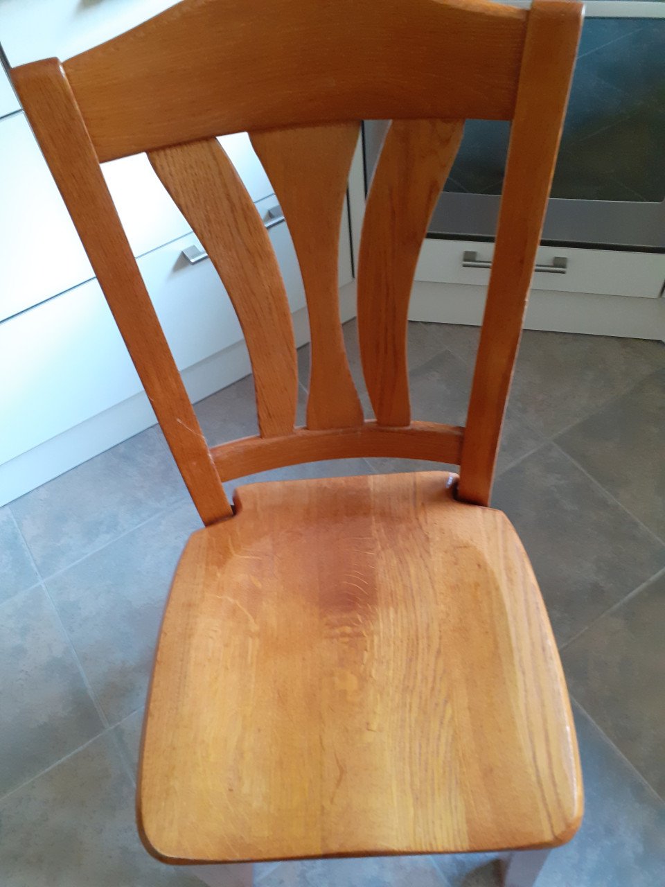 4 stevige licht eiken keukenstoelen