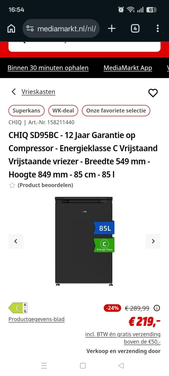 Tafelmodel vriezer