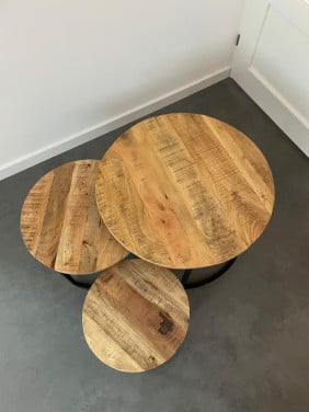 Set van 3 salontafels Mangohout