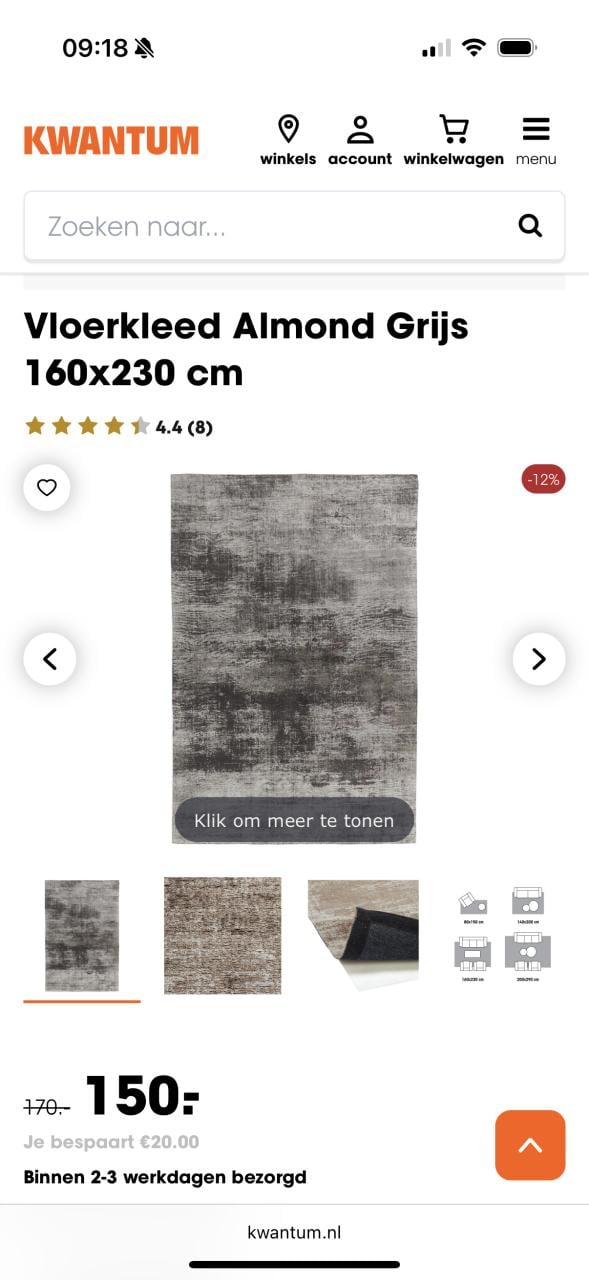 Vloerkleed almond van Kwantum