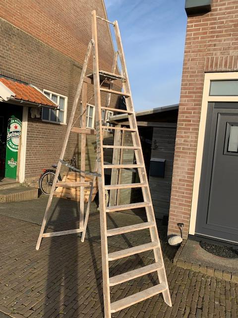 Originele houten stukadoorstrappen vintage div. maten