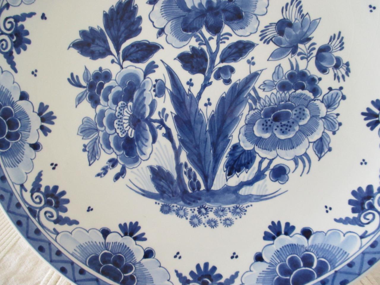 Zeer Mooi Groot Delftsblauw Bord  (  De Porceleyne Fles )