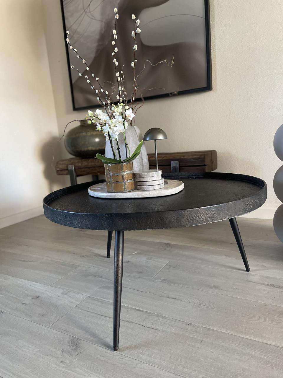 Trendy zwarte ronde salon tafel