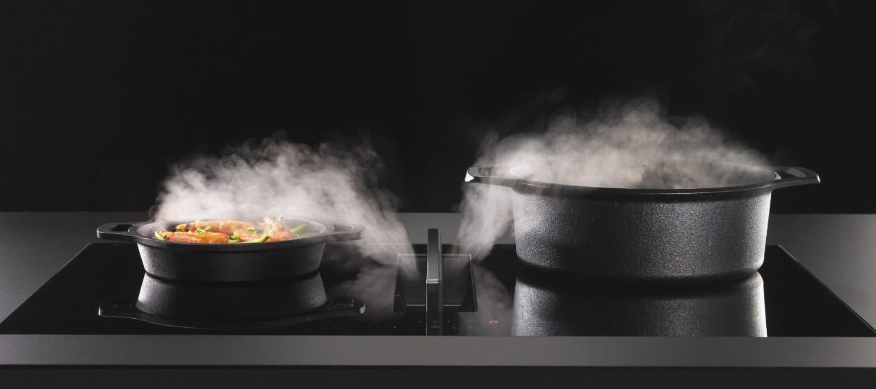 WAVE Design inductie kookplaat met afzuiging