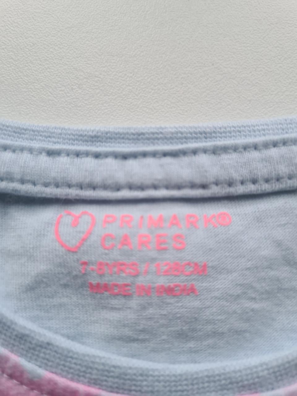 Lichtblauw met roze shirt van Primark Maat 128